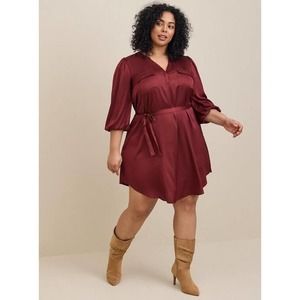 NWT Torrid Maroon Mini Charm Pullover Belted Dress Plus Size 2X 18-20